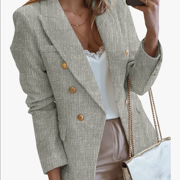 NWT Beige Military Tweed Blazer - Picture 1 of 4